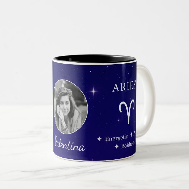 Caneca De Café Em Dois Tons Personalised Aries Zodiac Symbol Traits Coffee Mug (Frente Esquerda)
