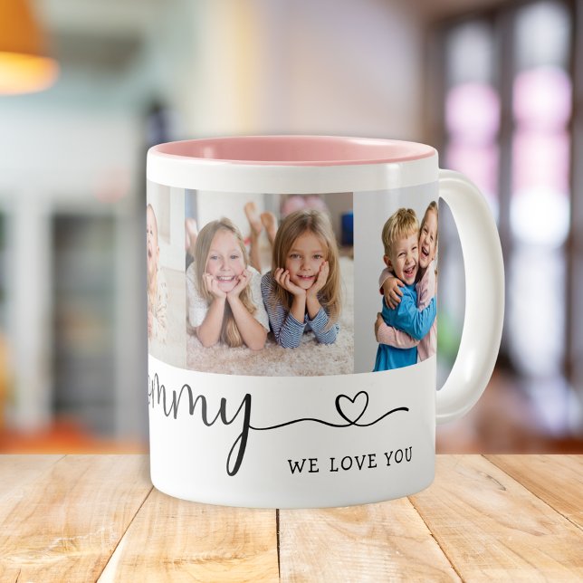 Caneca De Café Em Dois Tons Personalised Mommy We Love You 4 Photo (Criador carregado)