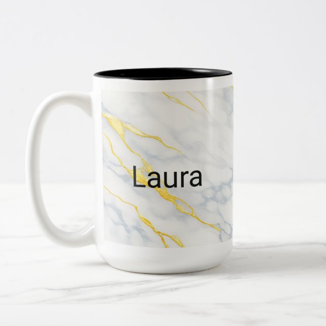 Caneca De Café Em Dois Tons Personalised Mug Gold Veining Effect Custom Mug  (Esquerda)