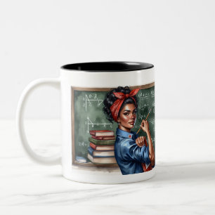 Caneca De Café Em Dois Tons Personalizada Rosie, professora de Ribeira