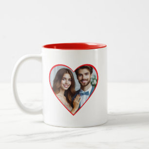 Caneca De Café Em Dois Tons Personalizado Aniversário Foto Personalizada Coraç