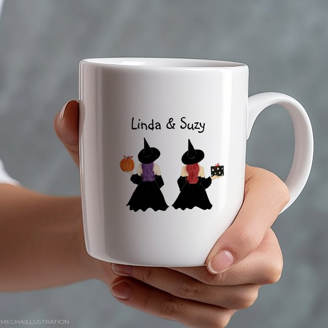 Caneca De Café Em Dois Tons Personalizado, bruxa, halloween (Criador carregado)