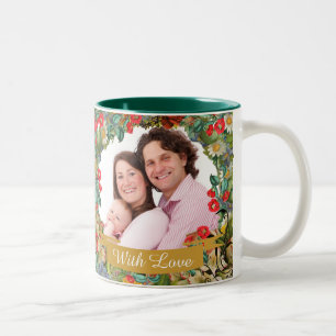 Caneca De Café Em Dois Tons Personalizado com Foto Floral Vintage