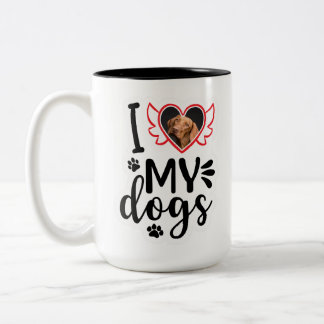 Caneca De Café Em Dois Tons Personalizado Eu Adoro Minha Foto De Cachorro