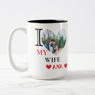 Caneca De Café Em Dois Tons Personalizado Eu Adoro Minha Foto De Coração Da Es
