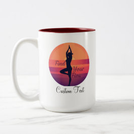 Caneca De Café Em Dois Tons Personalizado Localizar seu Fluxo Ioga Sunset