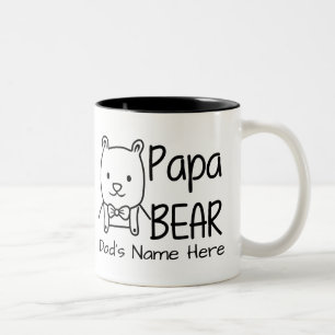 Caneca De Café Em Dois Tons Personalizado para Pai, Black Papa Bear, de dois l