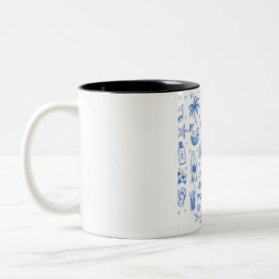 Caneca De Café Em Dois Tons personalizado praia azul aniversário 20s desenho à