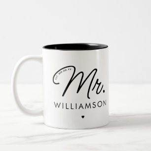 Caneca De Café Em Dois Tons Personalizado Sr. Est. Moderno Elegante Roteiro Re