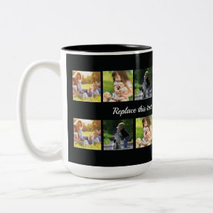 Caneca De Café Em Dois Tons Personalizar a colagem de fotos e enviar um café 