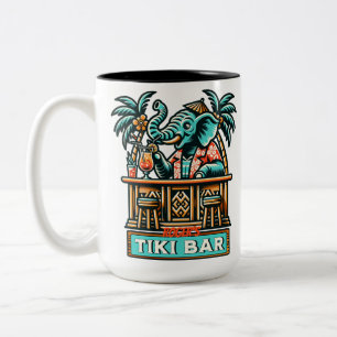 Caneca De Café Em Dois Tons Personalizar Bar Tiki do Elefante Retroativo