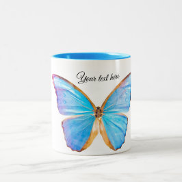 Caneca De Café Em Dois Tons Personalizar borboleta AZUL