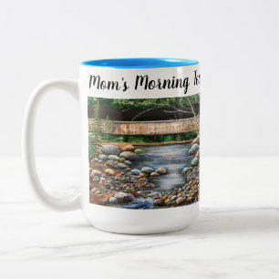 Caneca De Café Em Dois Tons Personalizar Cena de Riacho Moderna