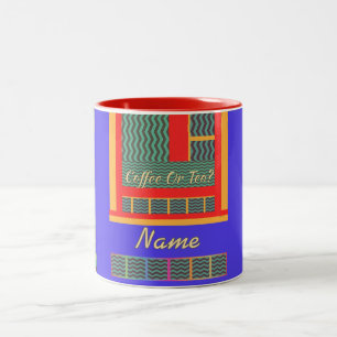 Caneca De Café Em Dois Tons Personalizar Com Um Nome Café Ou Chá?