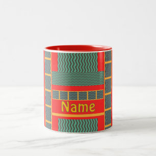 Caneca De Café Em Dois Tons Personalizar Com Um Nome Verde Vermelho