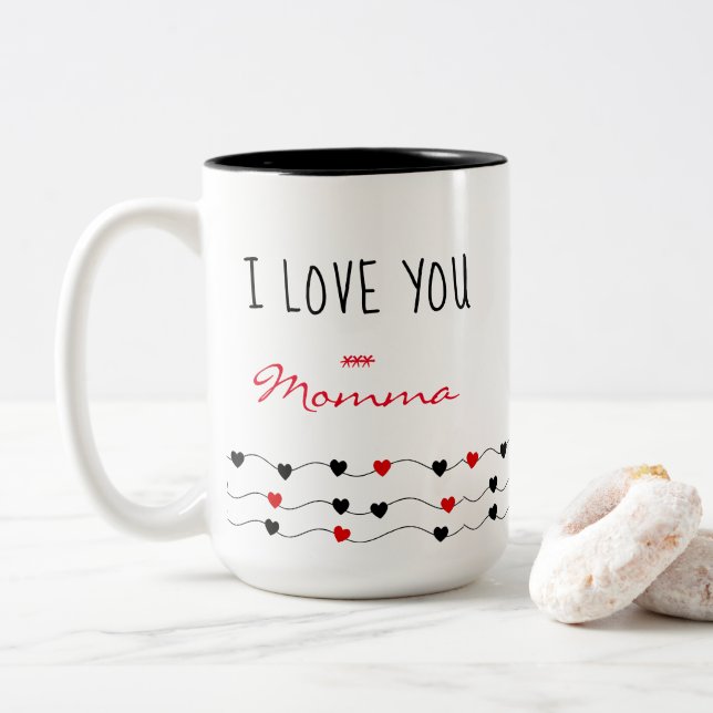 Caneca De Café Em Dois Tons Personalizar Cotação de Mães (Com Donut)