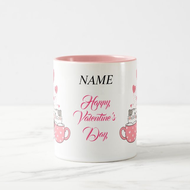 Caneca De Café Em Dois Tons Personalizar Dia de os namorados Bonito presente (Centro)
