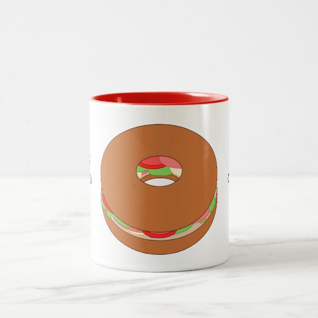 Caneca De Café Em Dois Tons Personalizar este gráfico Bagel (Centro)