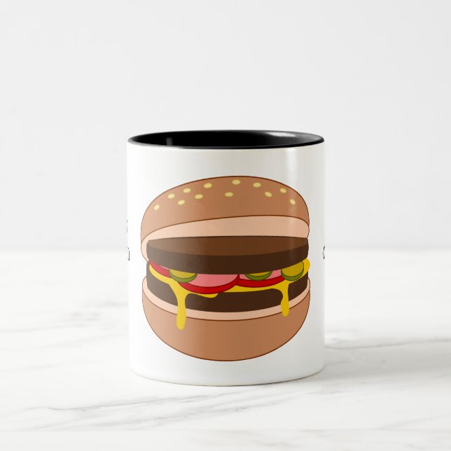 Caneca De Café Em Dois Tons Personalizar este gráfico de Hamburger (Centro)