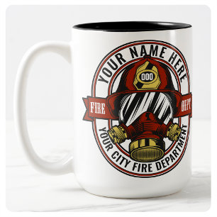 Caneca De Café Em Dois Tons Personalizar Máscara de Capacete de Bombeiro NAME 