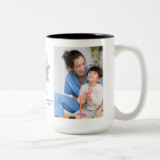 Caneca De Café Em Dois Tons Personalizar nome Florals Granma Gift Black Combo (Direita)