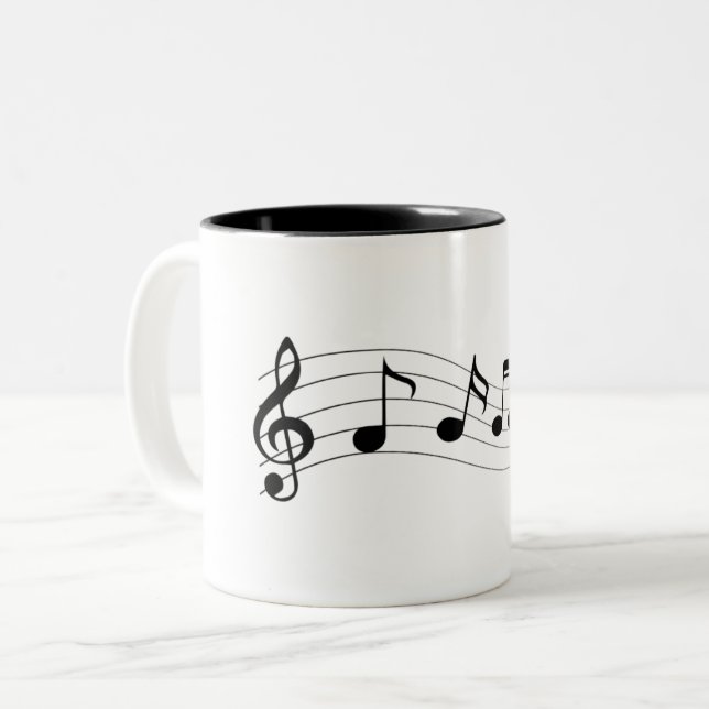 Caneca De Café Em Dois Tons Personalizar Notas Musicais (Frente Esquerda)