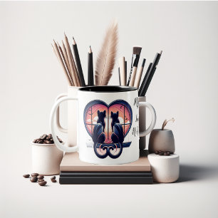 Caneca De Café Em Dois Tons Personalizar o Namorados giro que ama a Cat