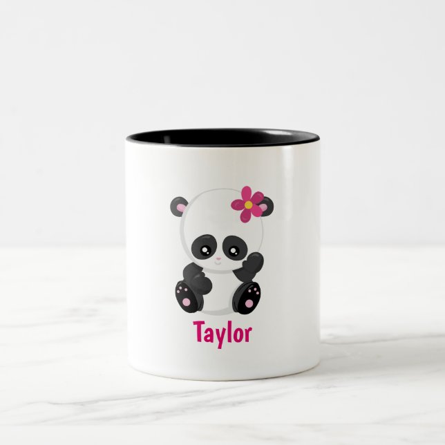 Caneca De Café Em Dois Tons Personalizar Panda Lover Bonito (Centro)