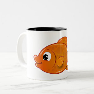 Caneca De Café Em Dois Tons Personalizar Peixe Laranja-Corte