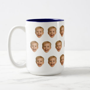 Caneca De Café Em Dois Tons Personalizar Peruca de Rosto, Foto Personalizada, 