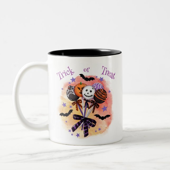 Caneca De Café Em Dois Tons Personalizar Pop de Bolo de Halloween (Esquerda)