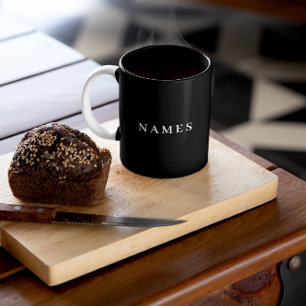 Caneca De Café Em Dois Tons Personalizar preto simples adicione seu nome legan