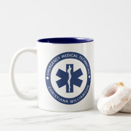 Caneca De Café Em Dois Tons Personalizar símbolo EMT - Técnico médico de emerg