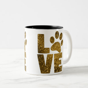 Caneca De Café Em Dois Tons Personalizar texto de amor com brilho do Ouro com 