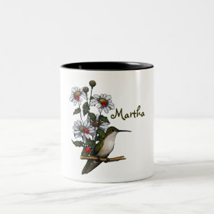 Caneca De Café Em Dois Tons Personalize: Margaridas, colibri, joaninhas: Arte