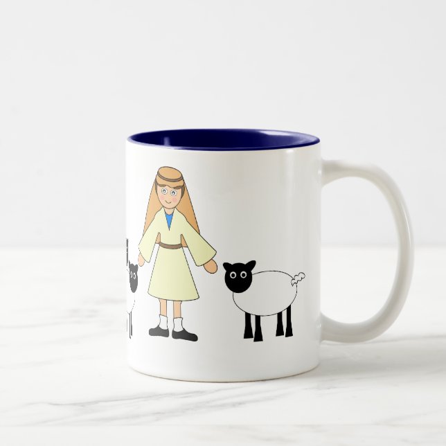 Caneca De Café Em Dois Tons Personalize-me — Criança Natividade Shepherd Boy (Direita)