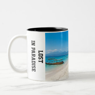 Caneca De Café Em Dois Tons Personalize Paraíso de Praia da Ilha Gili Trawanga