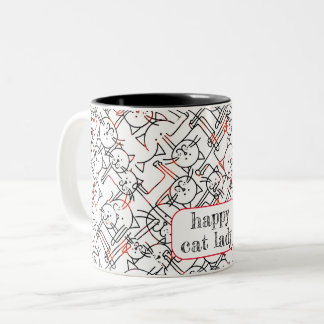 Caneca De Café Em Dois Tons personalize: senhora de gato sem filhos