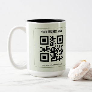 Caneca De Café Em Dois Tons Personalize Seu Modelo de Nome de Negócio de Códig