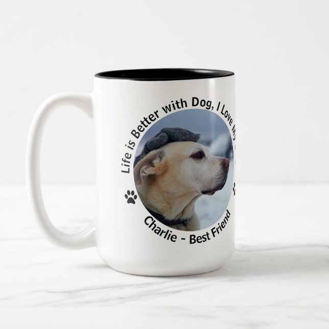 Caneca De Café Em Dois Tons Personalize Sua Própria Foto Personalizada De Pet  (Esquerda)