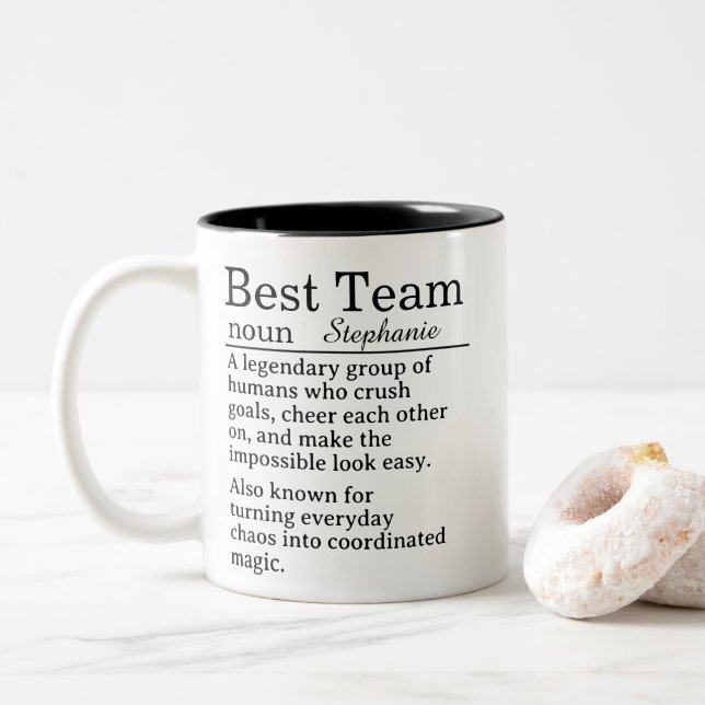 Caneca De Café Em Dois Tons Personalized Best Team Definition (Com Donut)