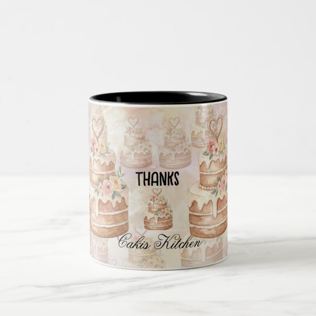 Caneca De Café Em Dois Tons personalized Cake Mug - Custom Name Baker Gift (Centro)