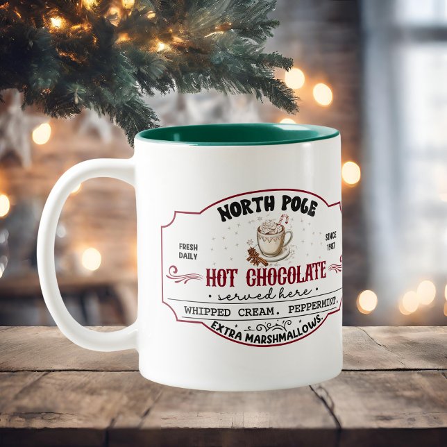 Caneca De Café Em Dois Tons Personalized Christmas Hot Cocoa  (Criador carregado)