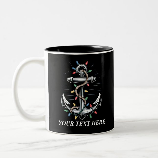 Caneca De Café Em Dois Tons Personalized Christmas Lights Boating Sailing  (Esquerda)