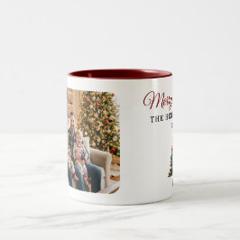 Caneca De Café Em Dois Tons Personalized Christmas Tree Family Photo 