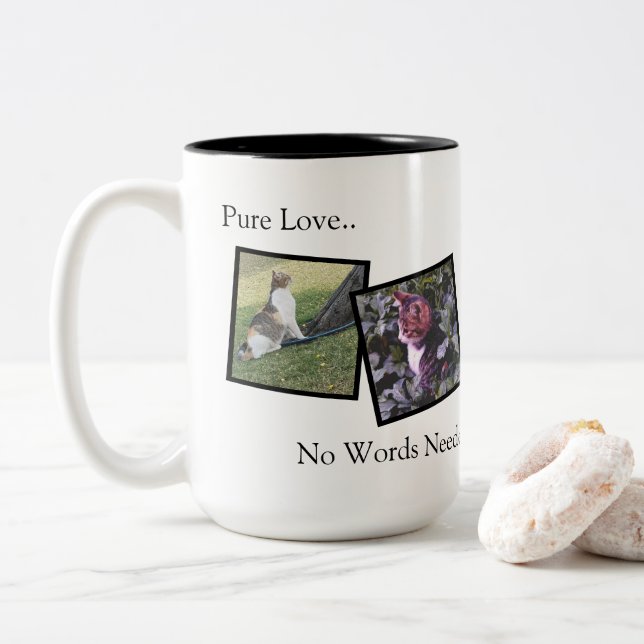 Caneca De Café Em Dois Tons Personalized Coffee Mug for Animal Lovers (Com Donut)