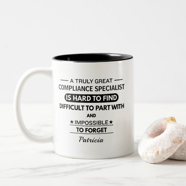 Caneca De Café Em Dois Tons Personalized Compliance Specialist (Com Donut)