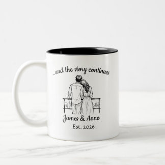 Caneca De Café Em Dois Tons Personalized Couple Anniversary Mug, Wedding Gift
