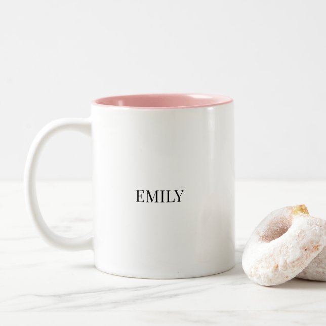 Caneca De Café Em Dois Tons Personalized Couple Two-Tone Mug – Custom Name Val (Com Donut)