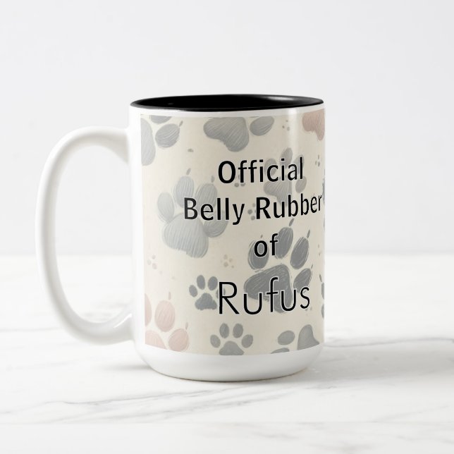 Caneca De Café Em Dois Tons Personalized Custom Name Dog Love (Esquerda)